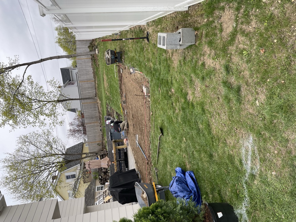 Shaped rhododendron and arborvitae foundation planting